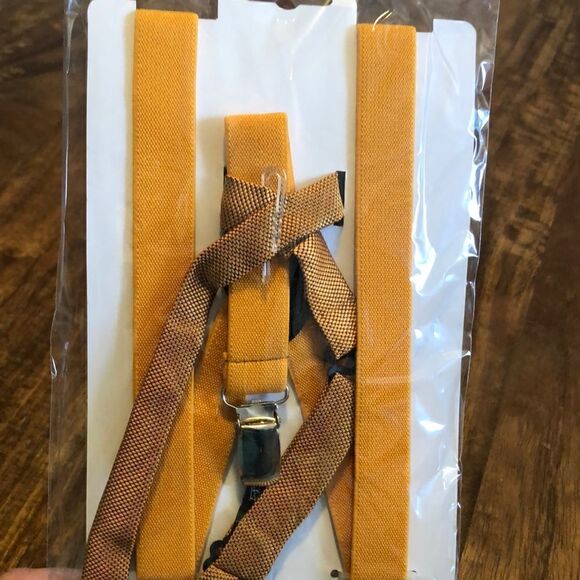 Kids Umo Lorenzo Suspender And Bow Tie Set-Old Gold - Picture 4 of 5